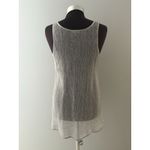 Eileen Fisher  Tunic Top XS Gray Silver Woven Italian Linen Mesh Henley Photo 3