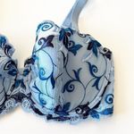 Soma  Balconet Bra Size 36DD Blue Dark Blue Embroidery Underwire Feminine Spring Photo 8