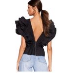 Nasty Gal Elegant Black Layered Ruffle Peplum Top NWOT Size 6 Photo 1