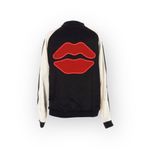 Lauren Moshi VHTF:  ᨎ Haven Red Mouth Patch Silk Zip Bomber Jacket ᨎ B+W ᨎ Medium Photo 4