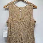 Gold and Nude Beige Lace Sequined Mermaid Style Maxi Evening Gown Maria Bonita Tan Size L Photo 8