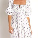 For Love & Lemons NWT White Floral Viola Mini Dress Size L Photo 0
