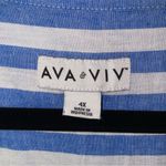 Ava & Viv Size 4X Linen Blend Striped Tie Front Top Coastal Fisherman Preppy Photo 3