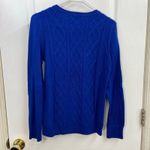 Talbots  electric blue cable knit button lambswool soft knit crewneck sweater M Photo 6