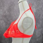 Xhilaration Orange Ruffle Floral String Padded Hook Bikini Top Swimwear Small Photo 2
