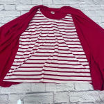 Blair  Cardigan Top Set‎ Knit Open Front Casual Red White Striped 2XL Photo 1