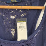 Ralph Lauren NWT! Women’s POLO  blue tank top back crochet Large Photo 2