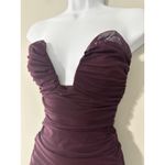 Oh Polly  Ruched V Plunge Sweetheart Strapless Bodycon Midi Dress Purple Size 0 Photo 3