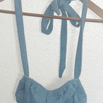 We Wore What  Blue New Without Tag Tie Halter Ribbed Bra Top Photo 0