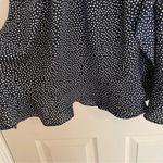 Motherhood Maternity Dress Navy White Polka Dot Chiffon Ruffle V-Neck Tie Size S Photo 4