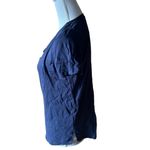 Michael Kors  Navy Blue Lace-Up Criss Cross Front Blouse Women's Size M‎ Photo 1