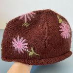 Nirvanna brown embroidered womens knit Hat newsboy OS Photo 1