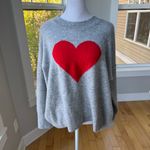 Vince Camuto Gray Red Heart Cropped Crewneck Sweater Size Medium Photo 7