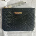 NWT GiGi New York Black Embossed Python Leather 4" x 6" Coin Purse Pouch Gold Photo 0