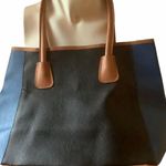 Neiman Marcus  shopping tote blue black and mustard pebbled leather shoulder bag Photo 0