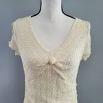 Nine & Co. Cream Cap Sleeve Lace Top L Photo 2