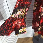 Vintage 70s Floral Midi Dress Red Black M L Size M Photo 6