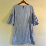 CHAPS 🦋  Blue White Pin Striped 3/4 Bell Sleeve Mini Dress Medium Photo 4