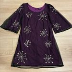 Eshakti  Women’s Sequin Tulle Shift Dress Bell Sleeve Mini Holiday Size S/6 Photo 1