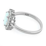 Sterling Silver SIZE 6 925  Oval White Lab Opal CZ Ring Photo 3