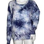 Socialite Shirt Women Medium Blue White Tie Dye Long Sleeve Cropped Basic Casual Photo 0