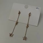 Butterfly Dangle Rhinestone Earrings Gold Photo 2