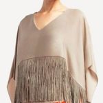 BCBGMAXAZRIA 💕💕 Iniko Flutter Sleeve Fringe Top Pumice Beige NWT Photo 1
