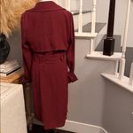 EXPRESS Burgundy Belted Long Trench Coat Size Medium Photo 3