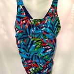 TRIMSHAPER ONE PIECE SWIMSUIT WO PLUS SIZE 30 VIVID PRINT SIDE RUSHING EUC CLEAN Black Photo 0