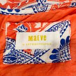 Maeve linen blend button front orange & blue print tie front halter dress. Large Photo 7