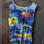 Palmwave Hawaii Tropical Print Sleeveless Dress Size Medium Blue Photo 2
