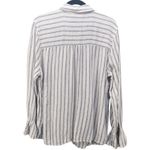 LC Lauren Conrad Womans Blouse Size Large Linen Striped Button Up Ruffle Cuff Photo 2