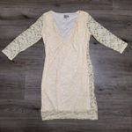 ASOS Lace Sheath Dress Cream V Neck Long Sleeve Romantic Fairy Women's Size 10 Photo 0