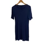 Reformation Women’s Size L Gigi Short Sleeve Mini Dress Navy Blue Rib Casual Photo 9