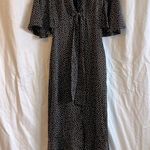 Alexis NWOT Kasany Blue Polka Dot Flowy Neck Tie Flutter Sleeve Midi Dress Photo 1