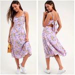 Lulus Lavender Purple Floral Tie Cut Out Midi Dress Photo 1