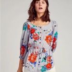 Anthropologie Maeve by  Blue and Red Floral Blouse Size 0 Photo 4