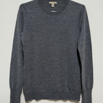 Burberry  Gray Extra Fine Merino Wool Crewneck Classic Sweater Nova check Cuff Photo 0