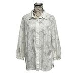 Sag Harbor  Ivory Eyelet Embroidered Blouse Women’s L Lagenlook Coastal Beach Top Photo 1