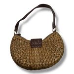 Coldwater Creek  Woven Straw Shoulder Bag Brown Gold‎ Crescent Shape Photo 1