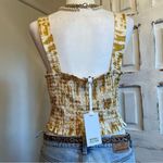 Rose + Olive Yellow White Abstract Bustier Corset Style Crop Tank Top NWT Size L Size L Photo 4