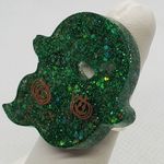 Halloween Green Sparkly Ghost Adjustable Ring Green Photo 2