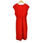 J.Crew Laser Cut Slit Midi Dress Size 8 Poppy Orange Pockets V Neck Work Office Photo 4