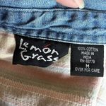 VTG Lemon Grass Top Womens Medium Pastel Striped Denim Collar Short Sleeve Photo 1