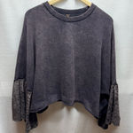 Free People  Cropped Bell Sleeve Top - Size XS - Gray‎ Photo 0