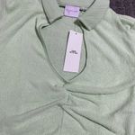 Urban Outfitters Out From Under Ari Ruched Collared Top NWT Size S - Light Green Photo 5
