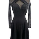 Tadashi  Black Mesh Detail Long Sleeve Dress Size 8 Photo 0