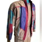 Vintage Ciao Ltd Plaid Sweater Gray Taupe Suede Dress Jacket 2 Piece Set Size 4 Multiple Photo 2