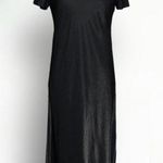 French Connection  Shimmering Black Short Sleeve Simple Elegant Maxi Dress Size 6 Photo 0