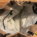 Juicy Couture Daydreamer Black Faux Leather Tan Straw Striped Tote Purse Earthy Photo 7